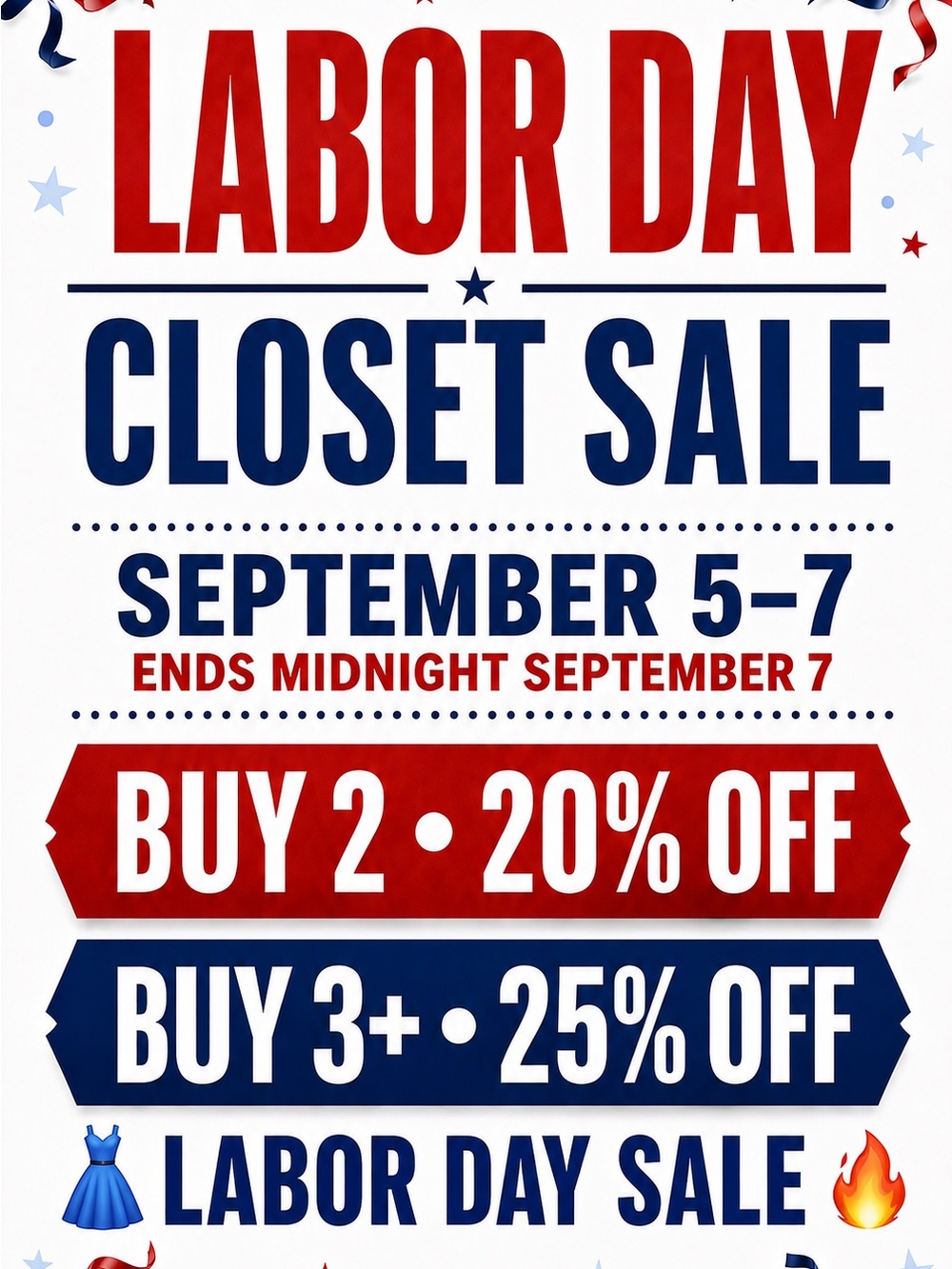 🔥 LABOR DAY CLOSET SALE • SEPT 5–7 • Bundle & Save 🔥